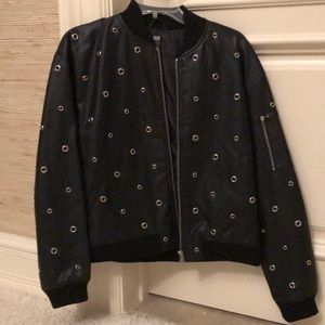 Leather bomber jacket